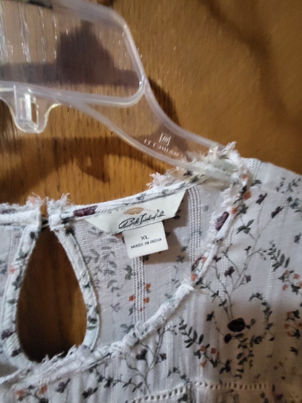 Bob Timberlake Floral Peasant Blouse in White with Black and Rust Accents